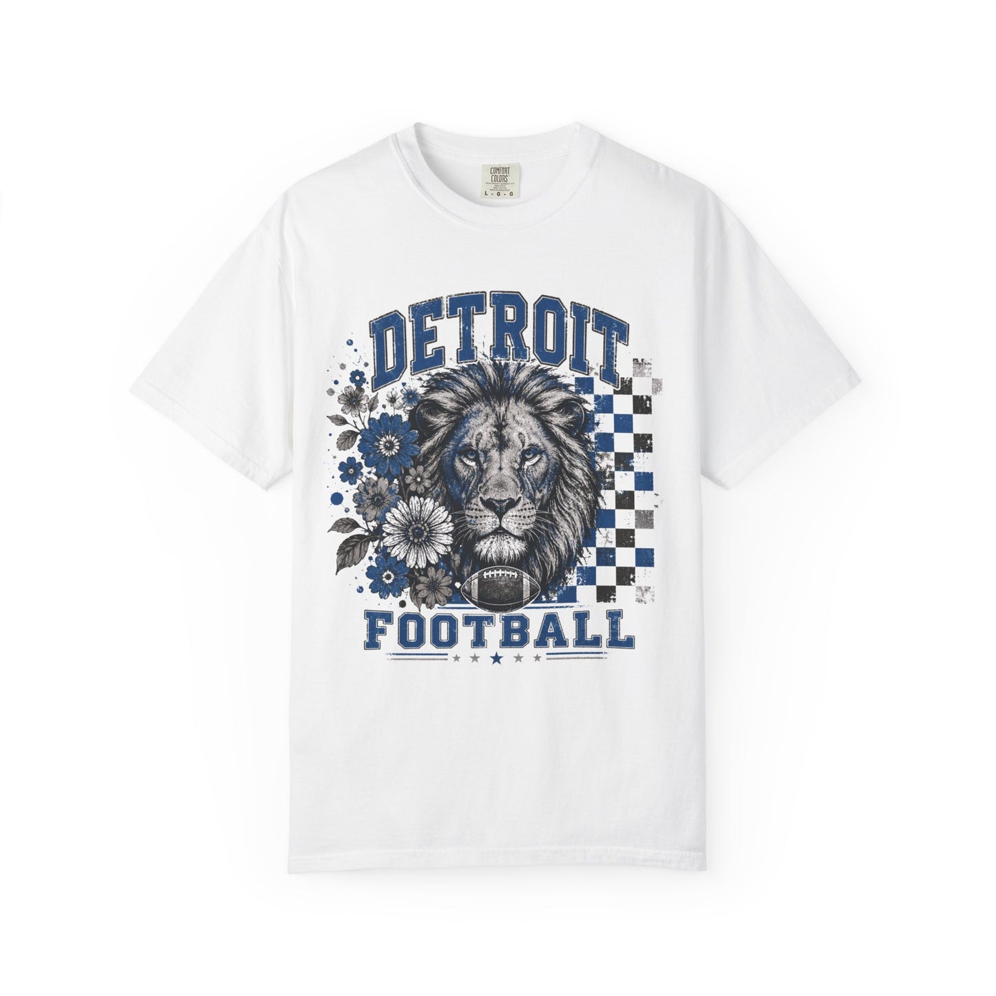 Detroit Checkered Football Graphic T-shirt