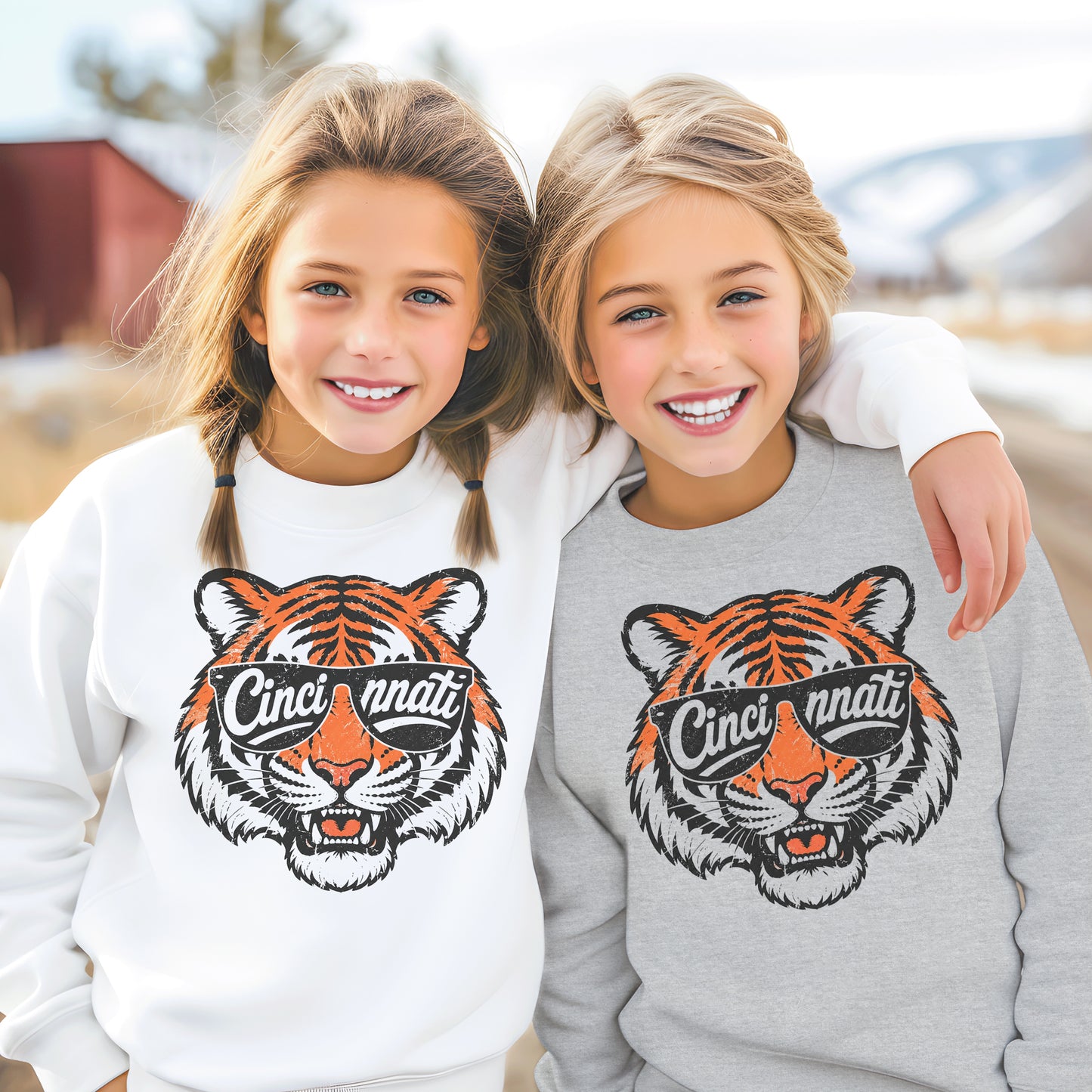 Cincinnati Vintage Character Football Graphic Youth Sweatshirt