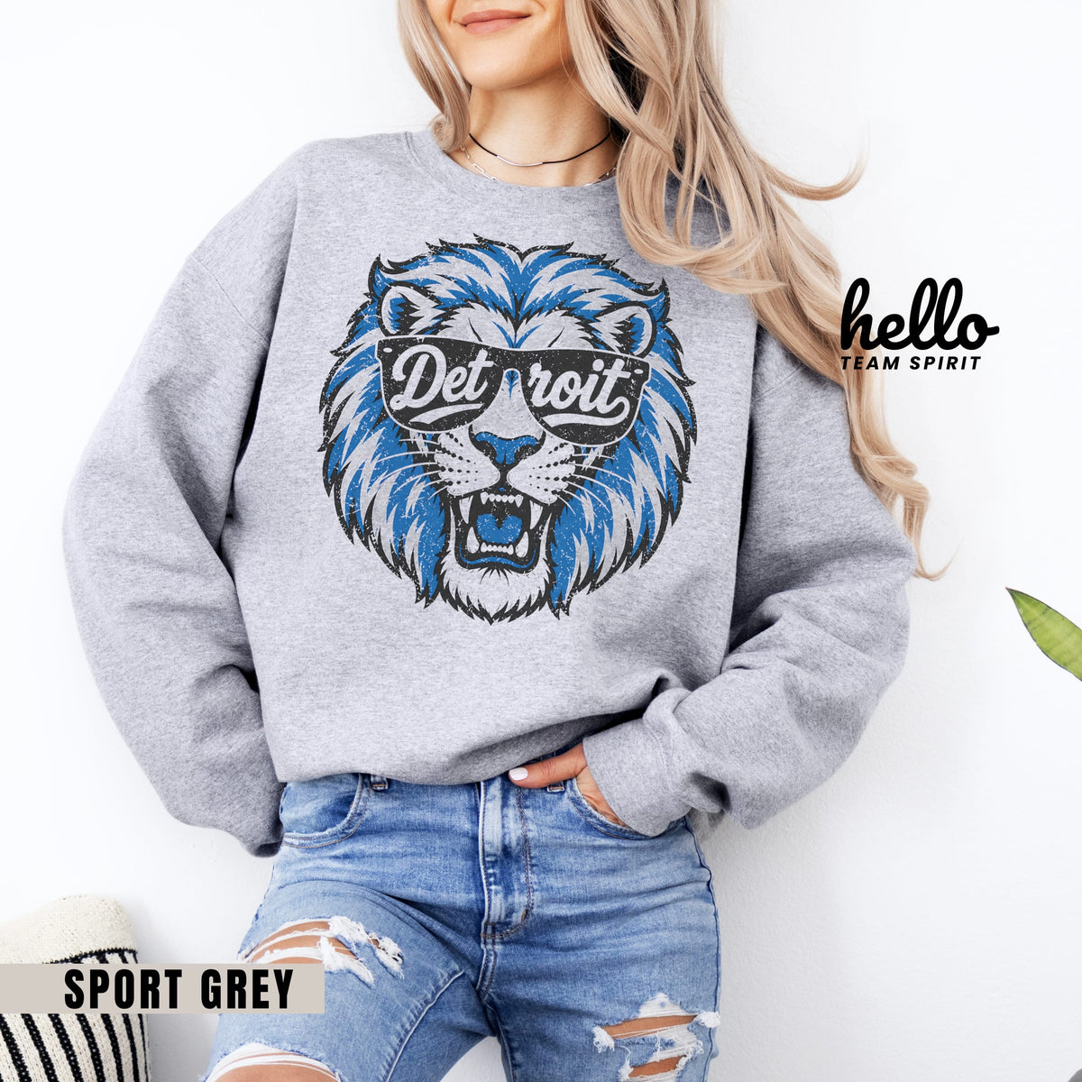 Detroit Vintage Character Football Graphic Sweatshirt