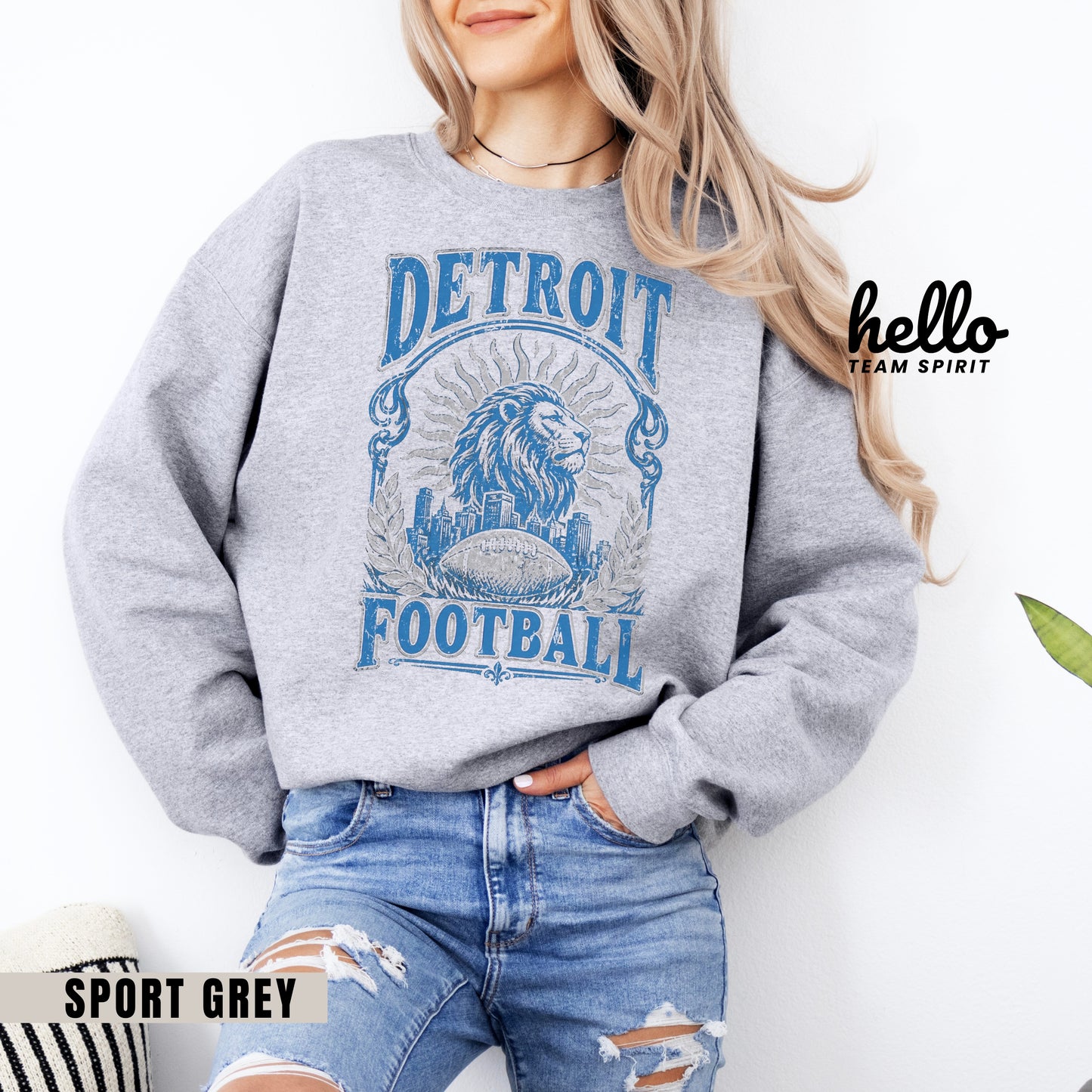 Detroit Vintage Football Graphic Sweatshirt