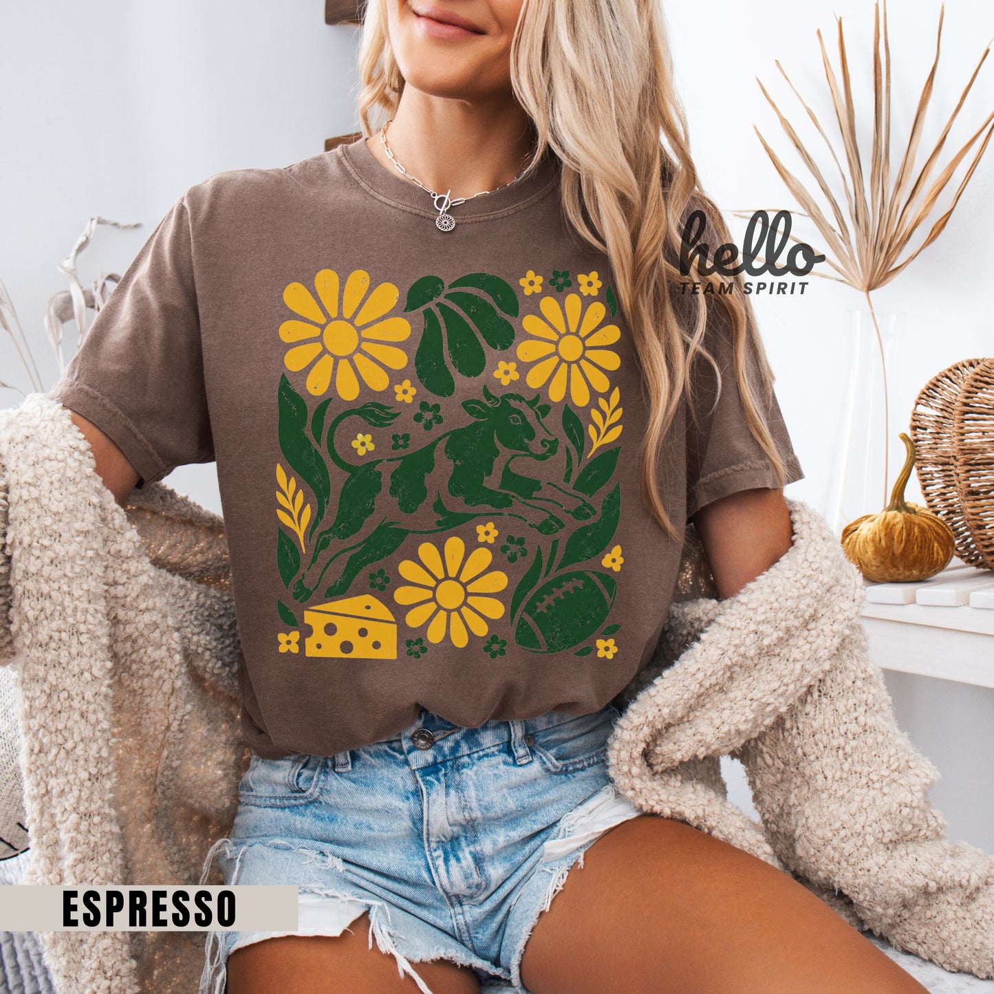 Green Bay Boho Football Graphic T-shirt