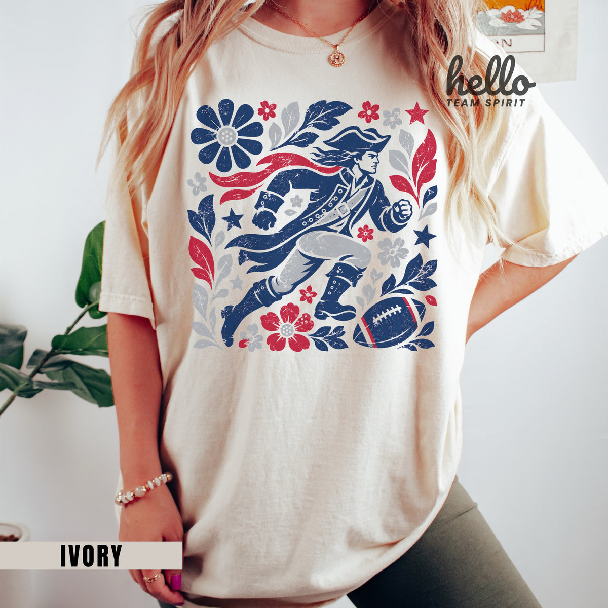 New England Boho Football Graphic T-shirt