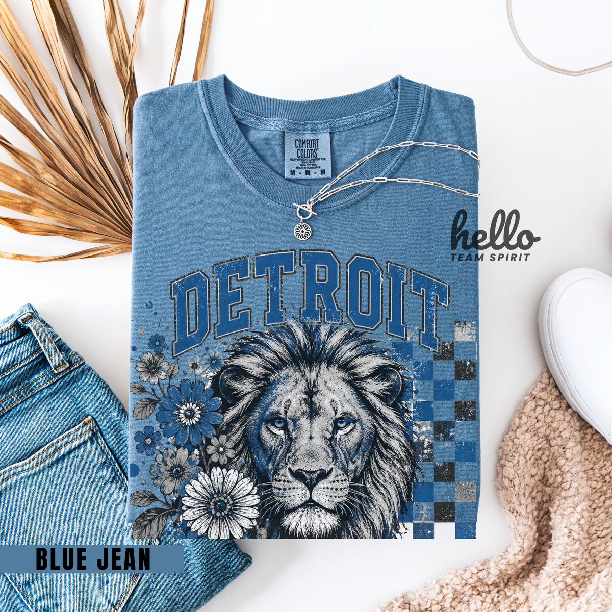 Detroit Checkered Football Graphic T-shirt