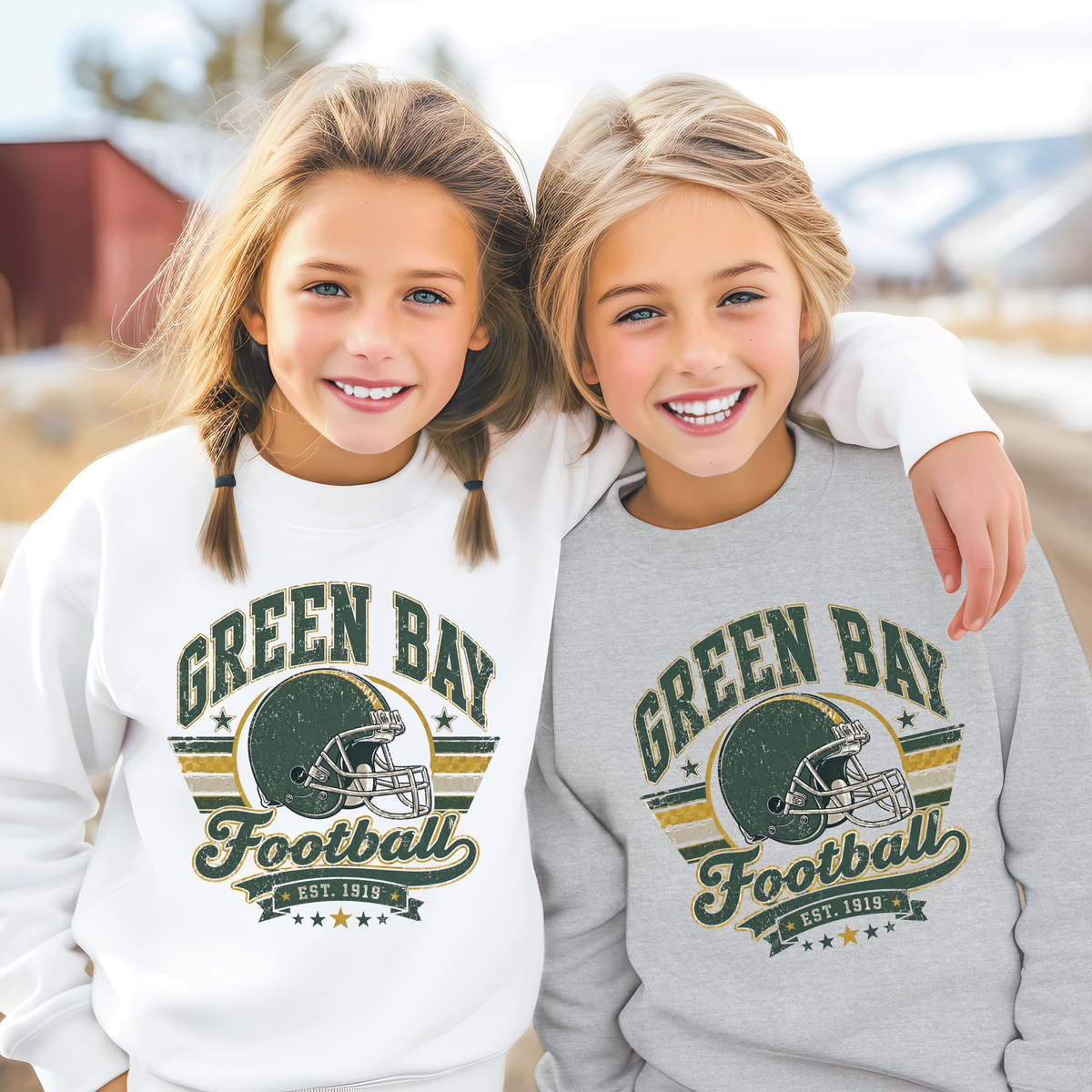 Green Bay Heritage Football Graphic Youth Sweatshirt