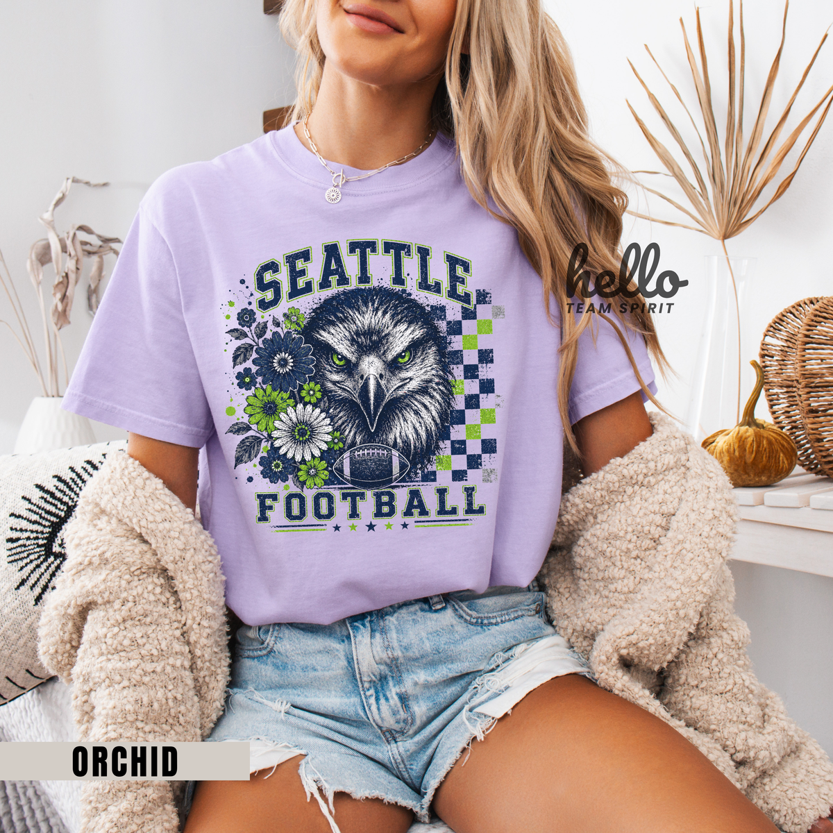 Seattle Checkered Football Graphic T-shirt