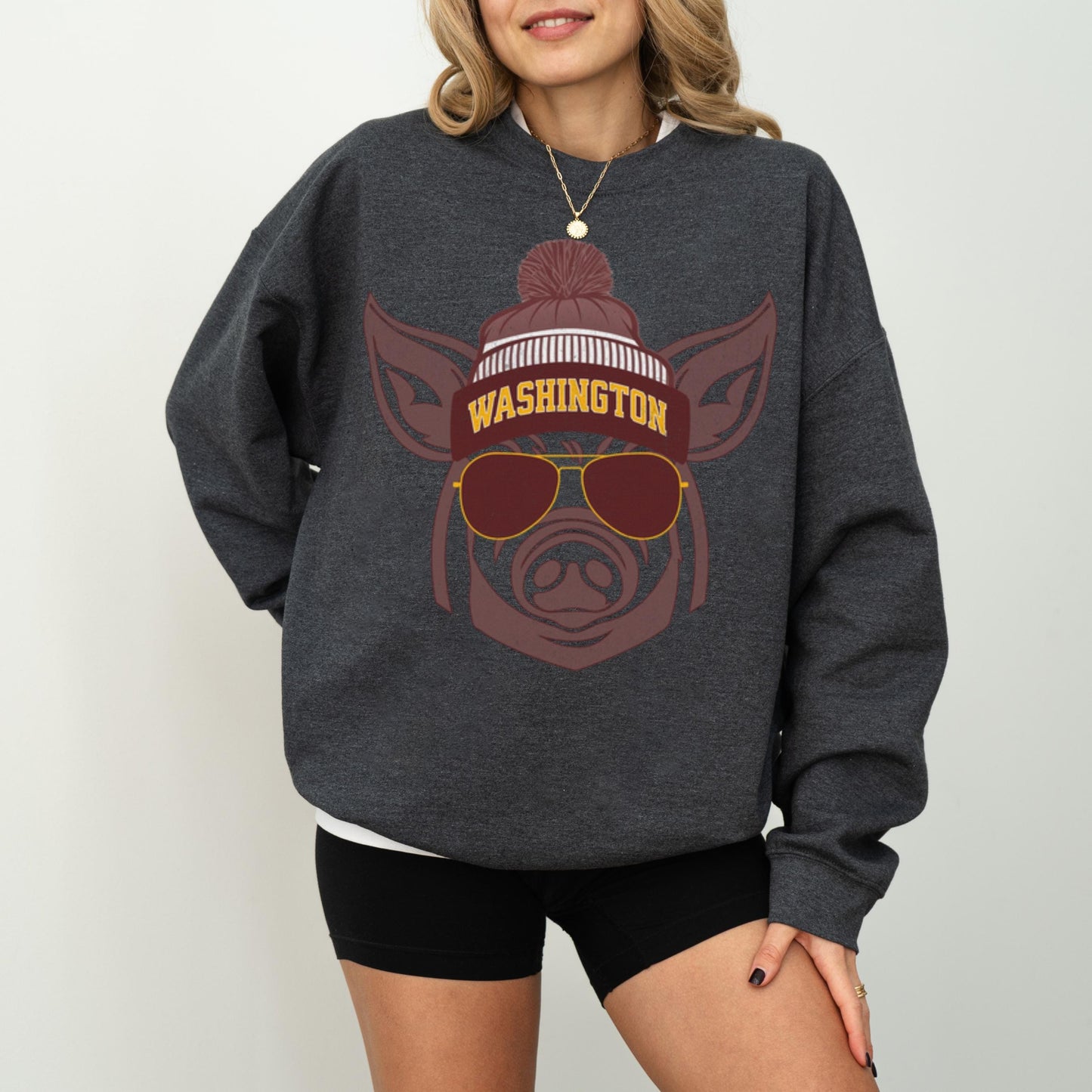 Vintage Washington Football Sweatshirt, Trendy Crewneck Pullover for Game Day Fans, Unisex Heavy Blend Sweatshirt, Washington Football