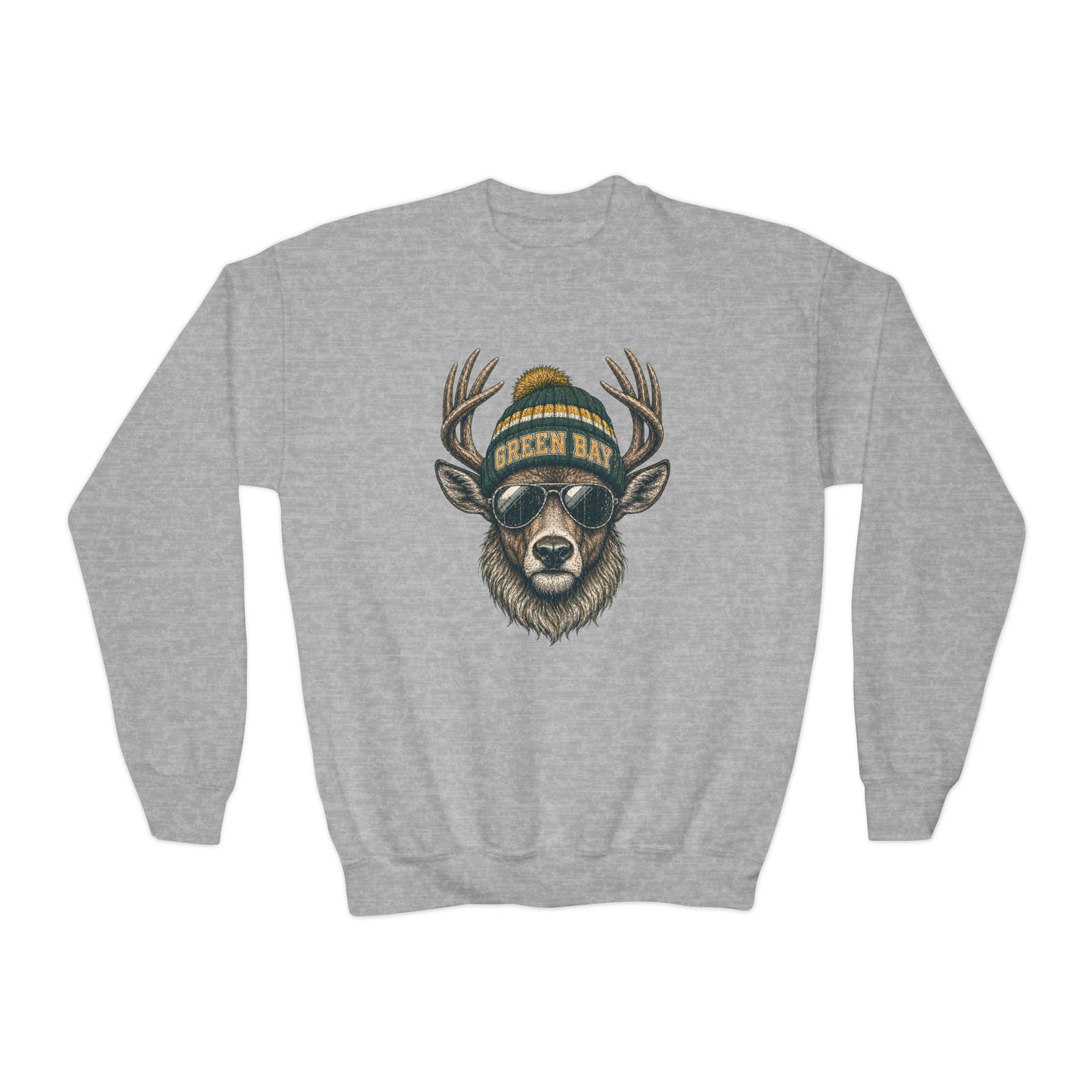 Green Bay Retro Woodland Football Graphic Youth Sweatshirt