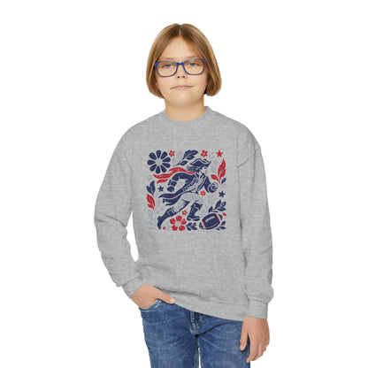 New England Boho Football Graphic Youth Sweatshirt