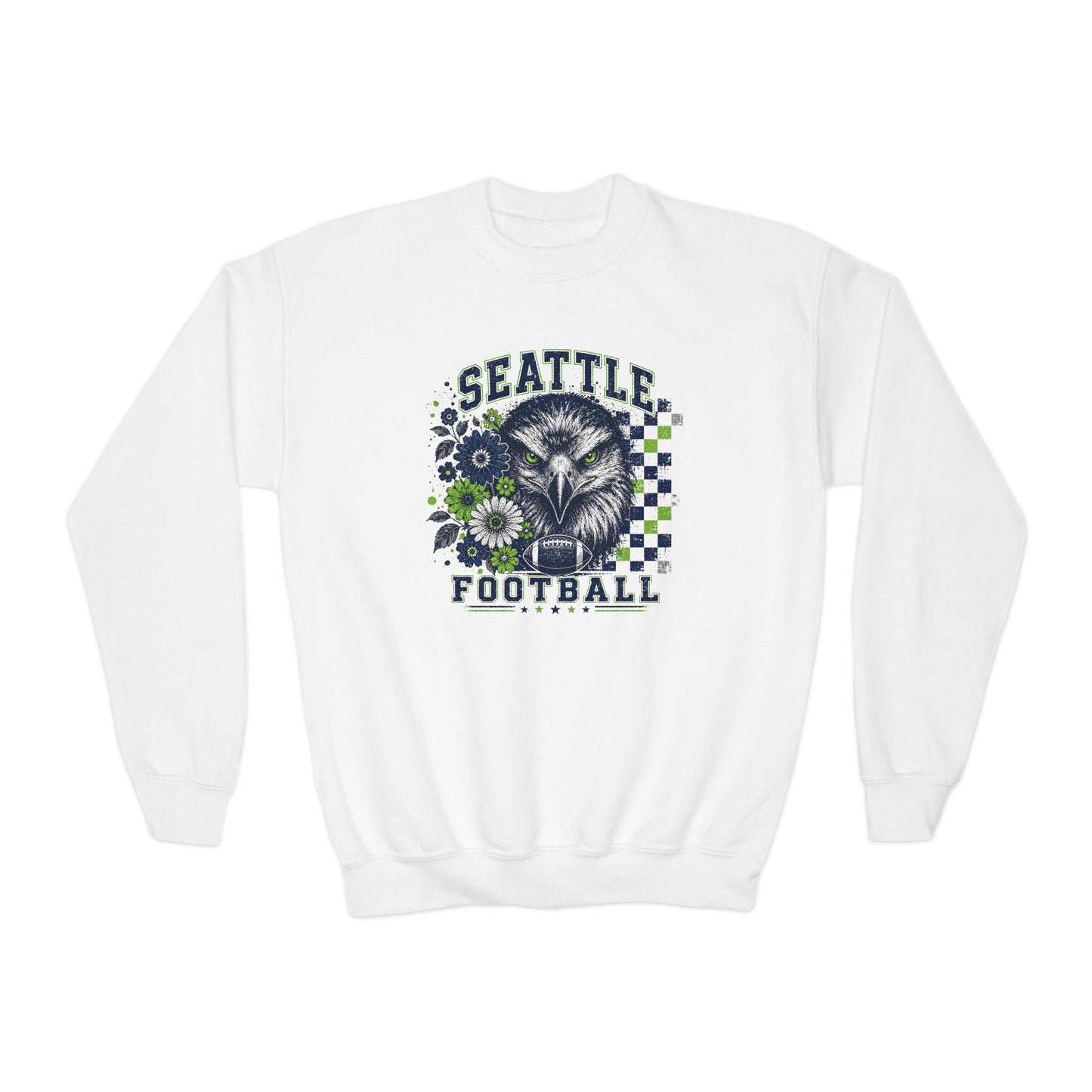 Seattle Checkered Football Graphic Youth Sweatshirt