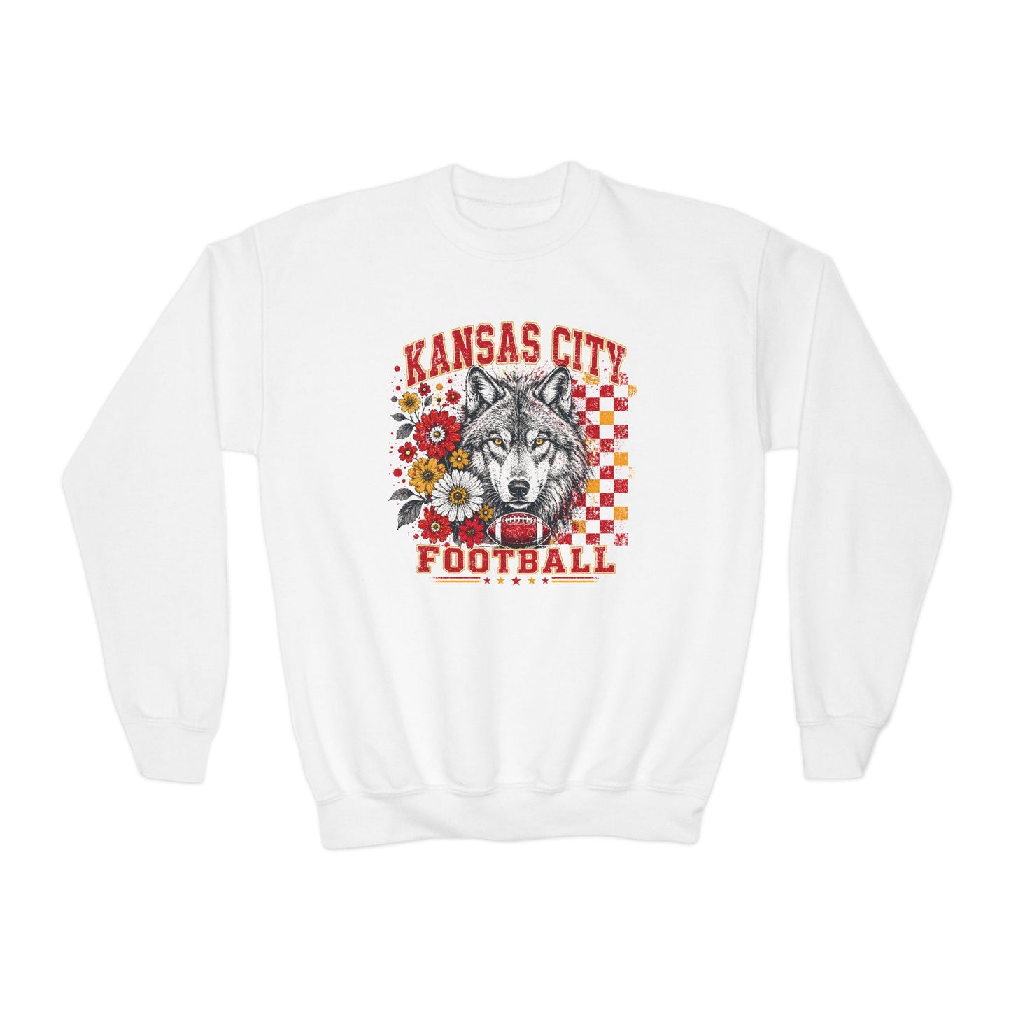Kansas City Retro Football Graphic Youth Sweatshirt