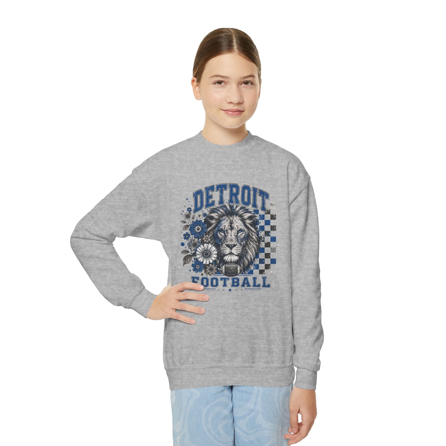 Detroit Checkered Football Graphic Youth Sweatshirt
