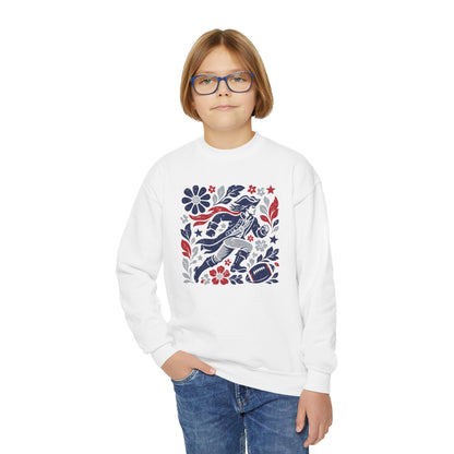 New England Boho Football Graphic Youth Sweatshirt