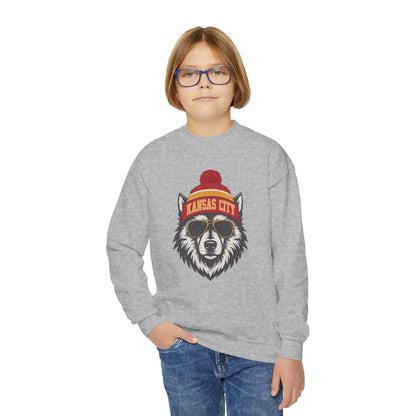 Kansas City Vintage Character Football Graphic Youth Sweatshirt