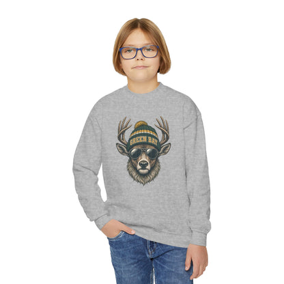 Green Bay Retro Woodland Football Graphic Youth Sweatshirt