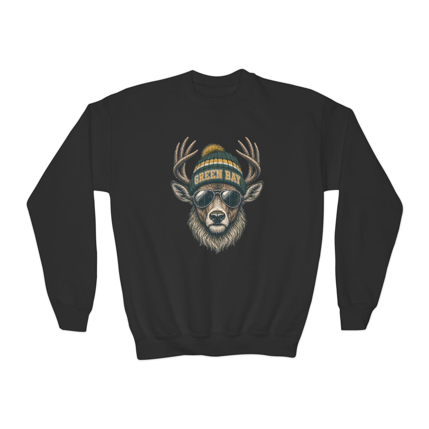 Green Bay Retro Woodland Football Graphic Youth Sweatshirt