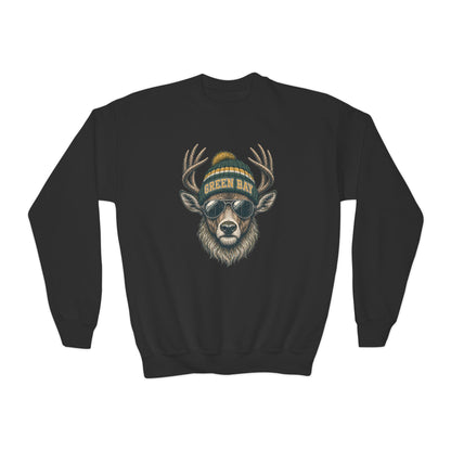 Green Bay Retro Woodland Football Graphic Youth Sweatshirt