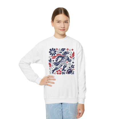 New England Boho Football Graphic Youth Sweatshirt