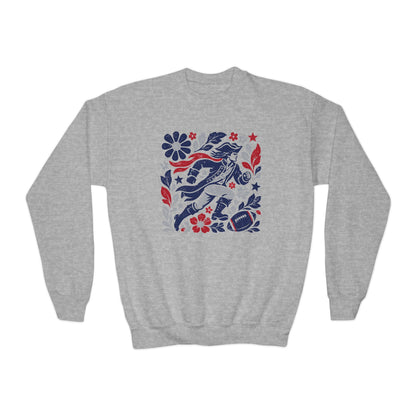 New England Boho Football Graphic Youth Sweatshirt