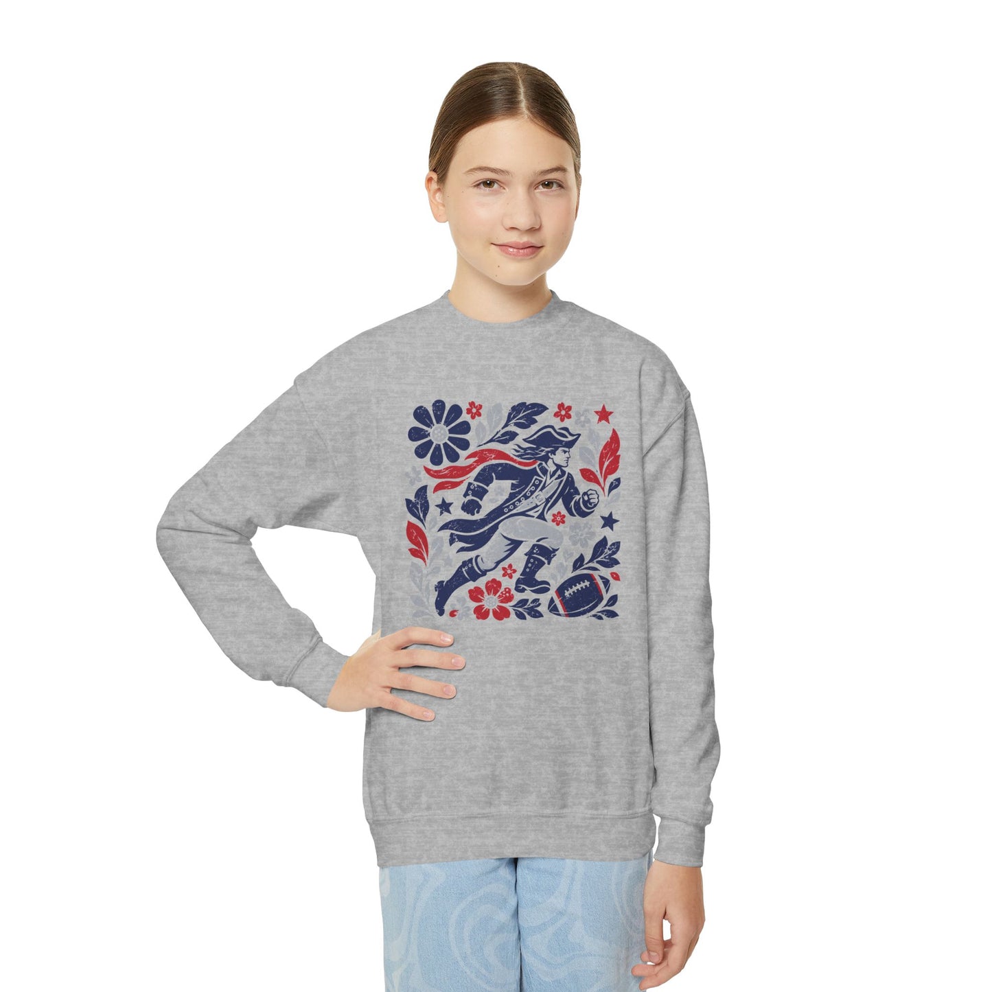 New England Boho Football Graphic Youth Sweatshirt