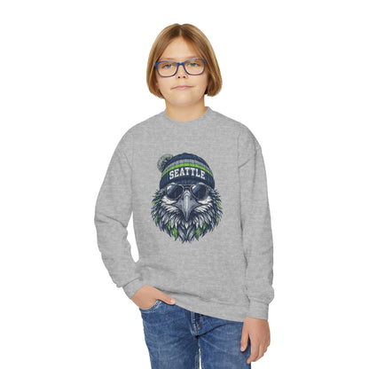 Seattle Vintage Character Football Graphic Youth Sweatshirt
