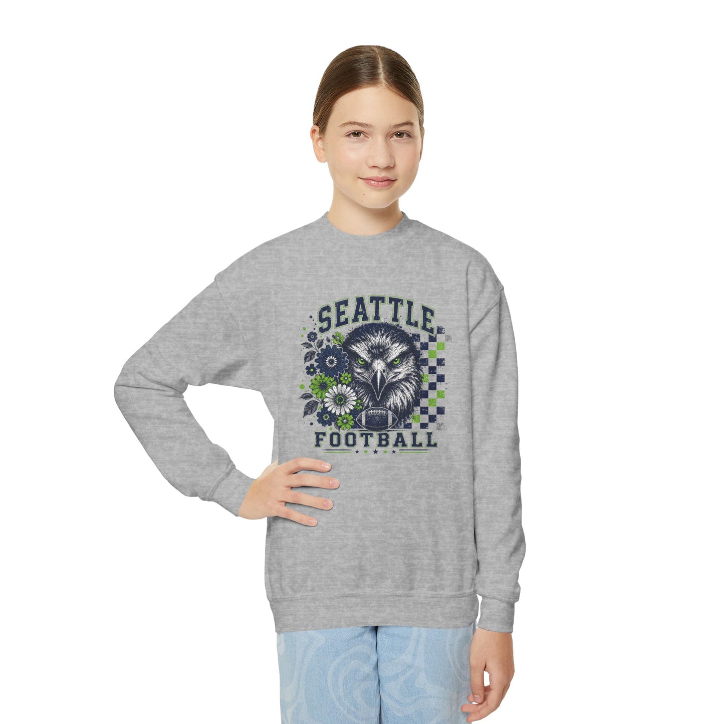 Seattle Checkered Football Graphic Youth Sweatshirt