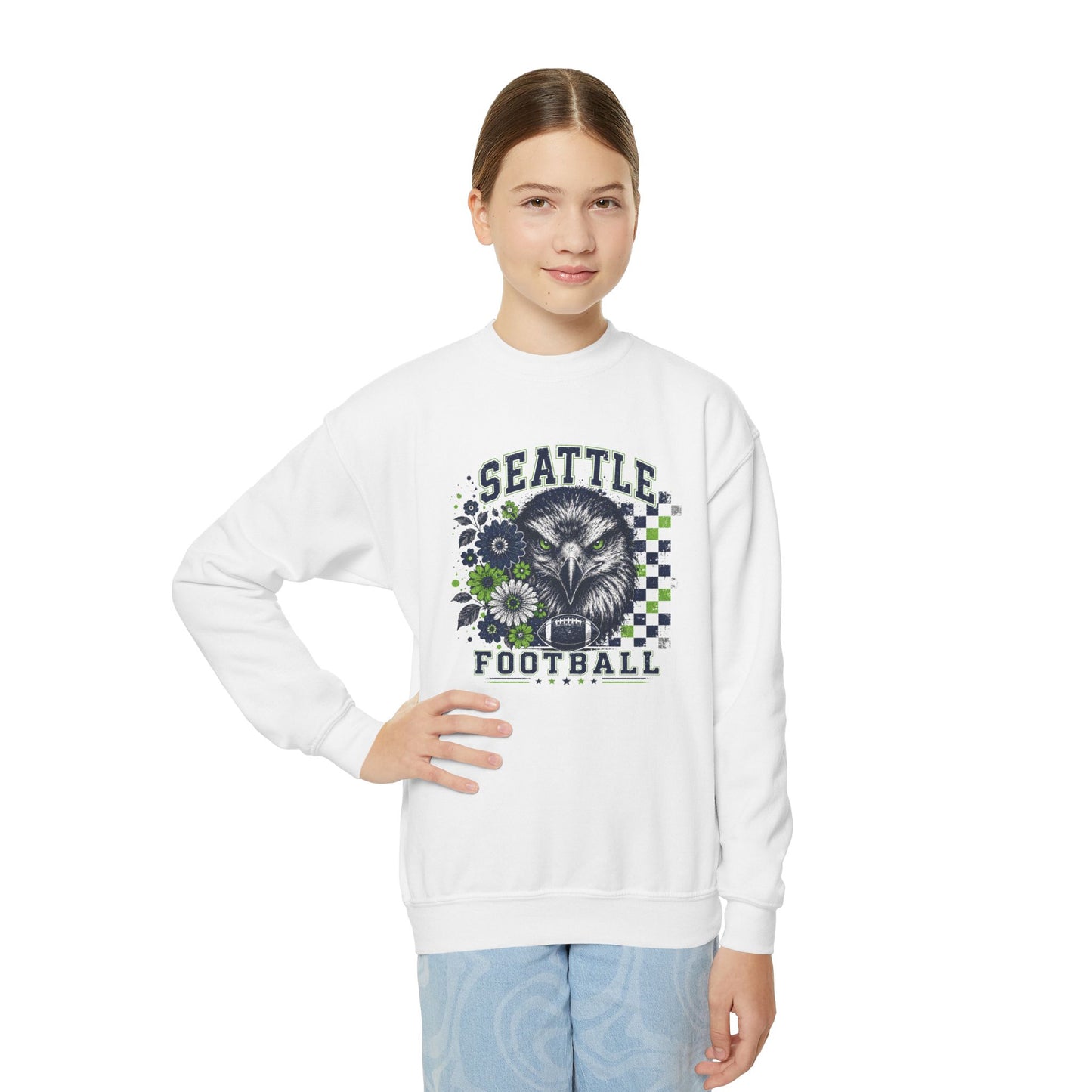 Seattle Checkered Football Graphic Youth Sweatshirt