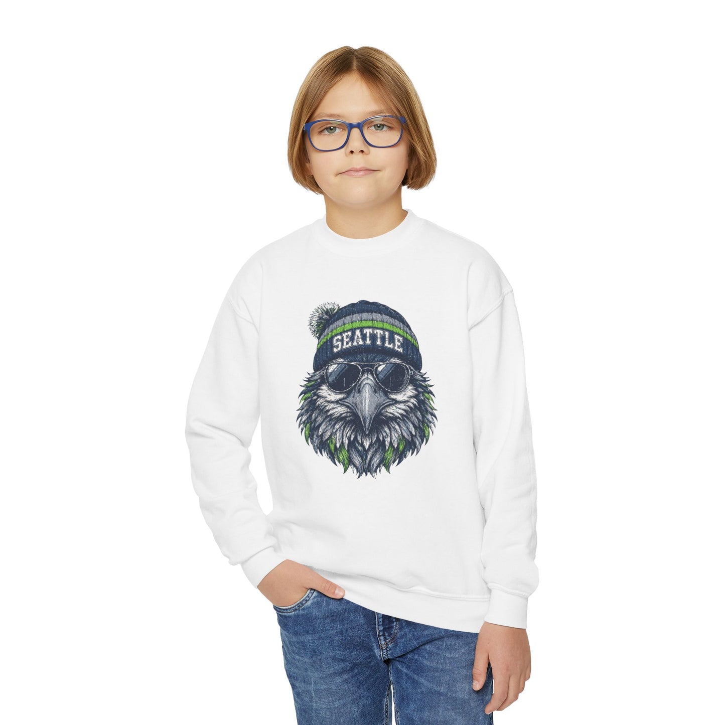 Seattle Vintage Character Football Graphic Youth Sweatshirt