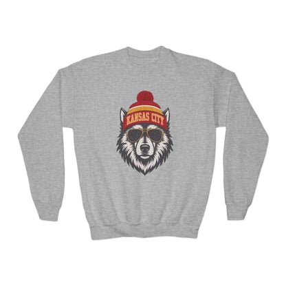 Kansas City Vintage Character Football Graphic Youth Sweatshirt