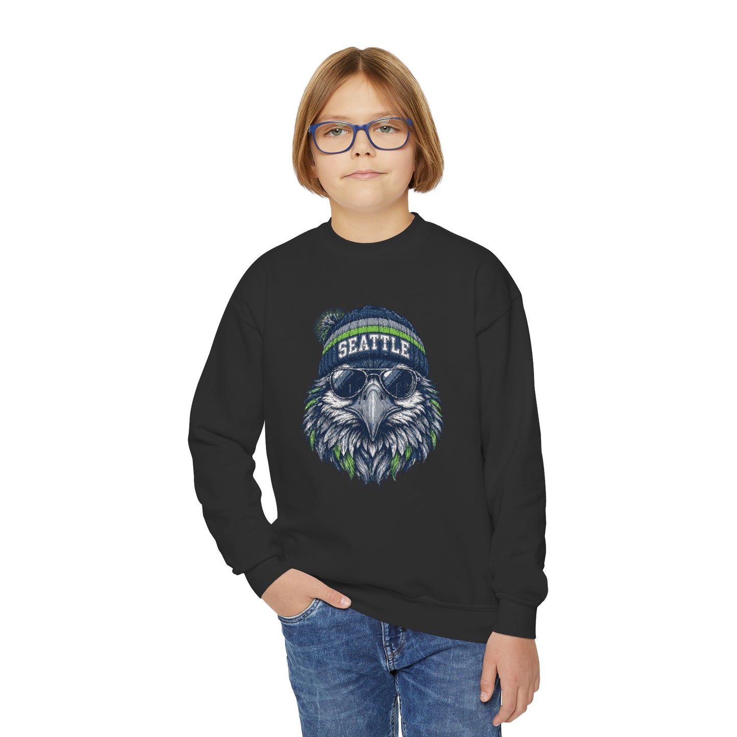 Seattle Vintage Character Football Graphic Youth Sweatshirt