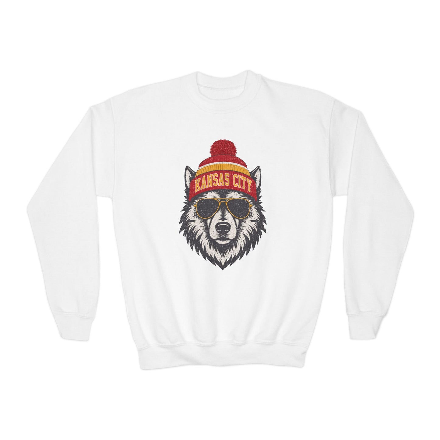 Kansas City Vintage Character Football Graphic Youth Sweatshirt