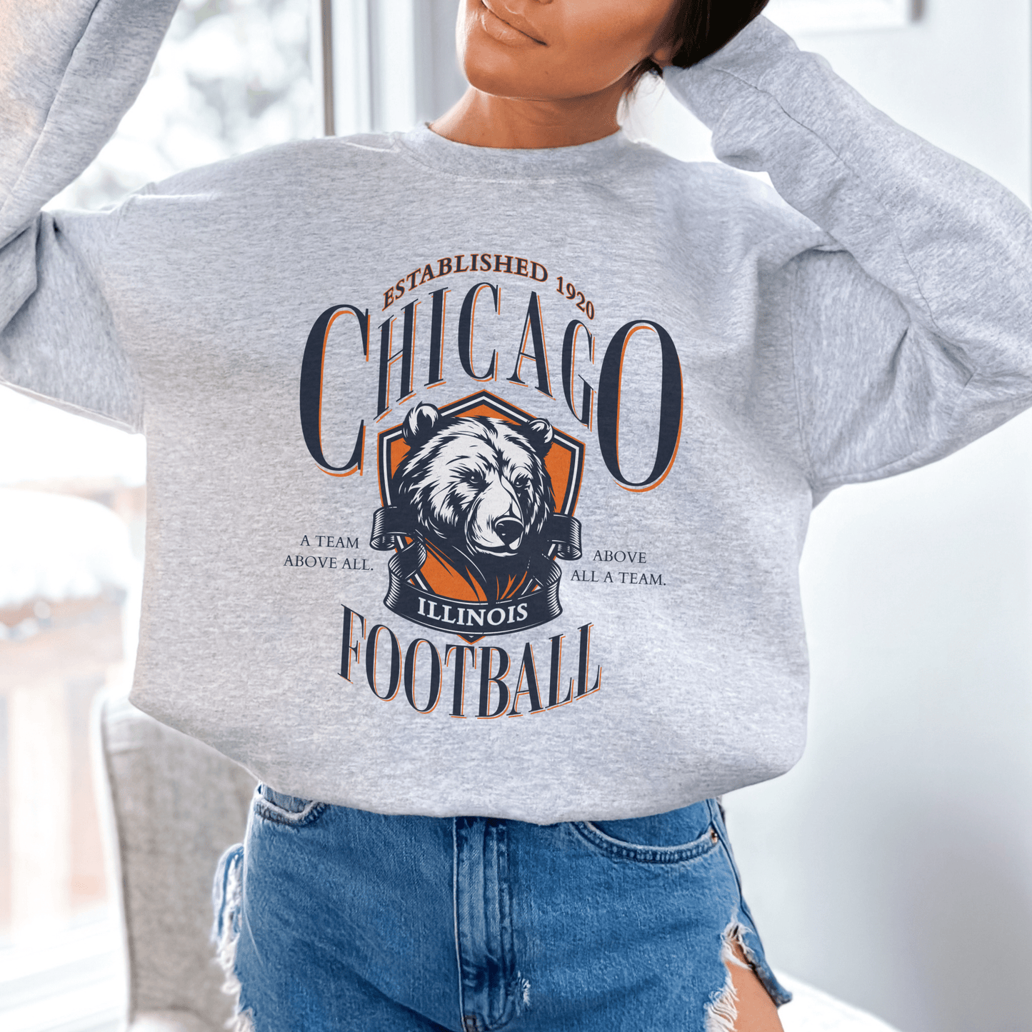 Chicago Football Vintage Look Crewneck Sweatshirt