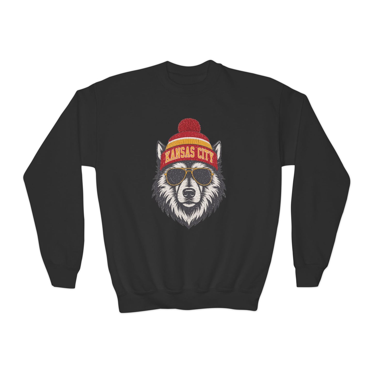 Kansas City Vintage Character Football Graphic Youth Sweatshirt