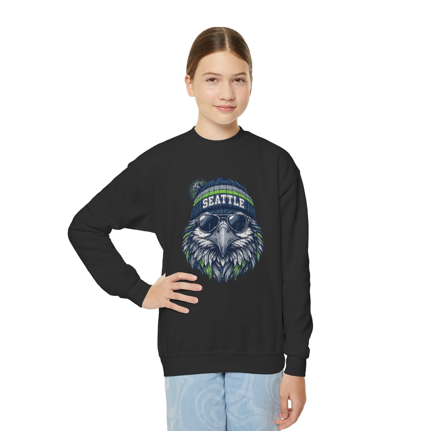 Seattle Vintage Character Football Graphic Youth Sweatshirt