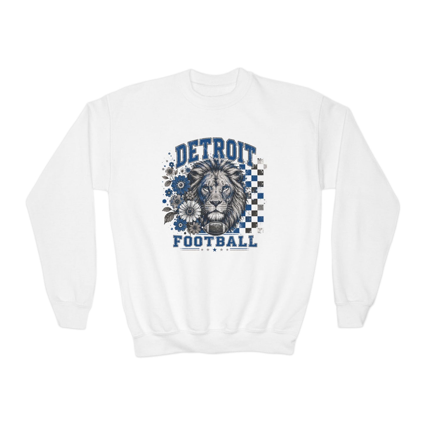 Detroit Checkered Football Graphic Youth Sweatshirt