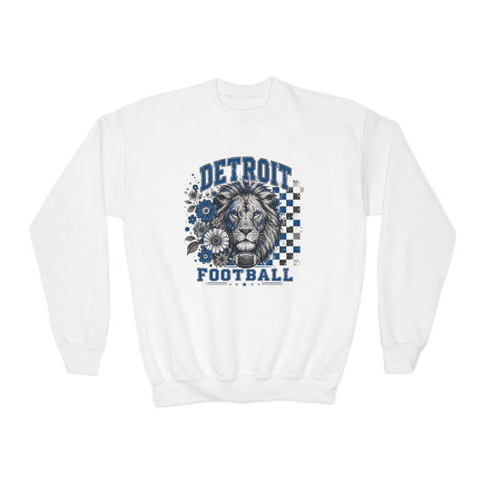 Detroit Checkered Football Graphic Youth Sweatshirt