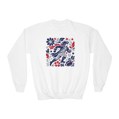 New England Boho Football Graphic Youth Sweatshirt