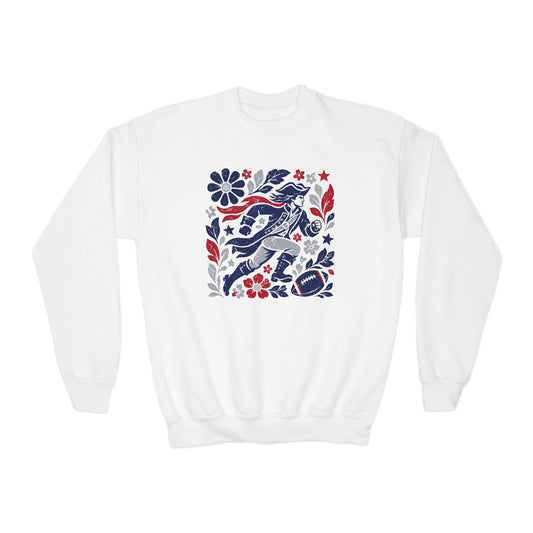 New England Boho Football Graphic Youth Sweatshirt