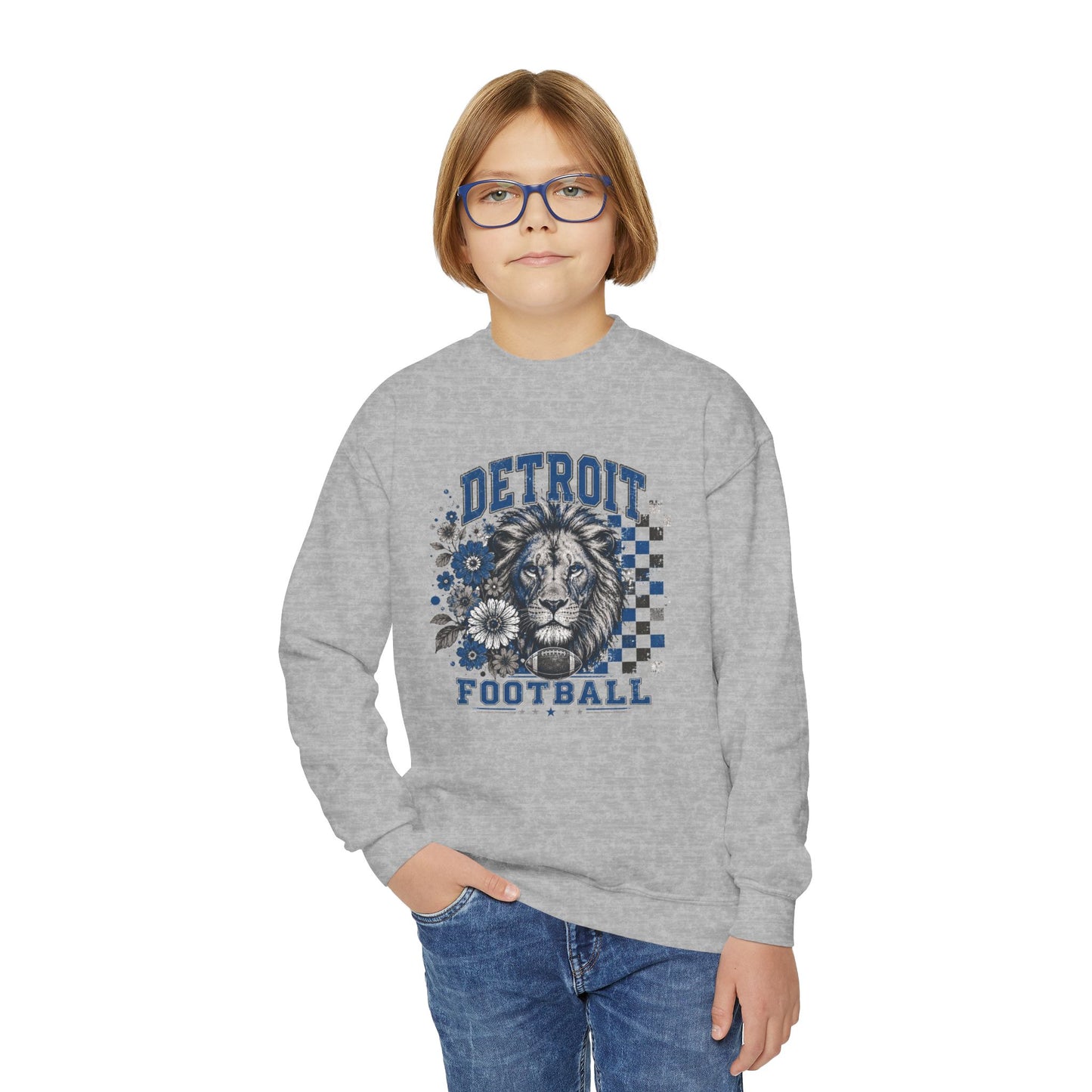 Detroit Checkered Football Graphic Youth Sweatshirt