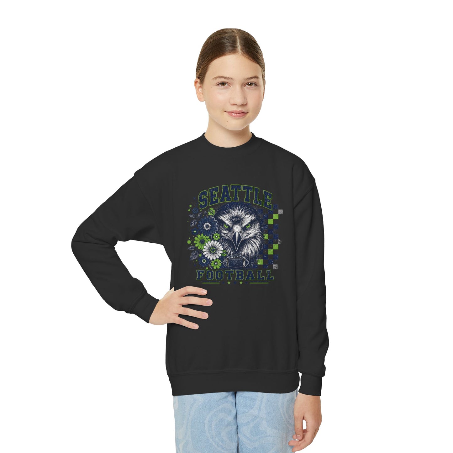 Seattle Checkered Football Graphic Youth Sweatshirt