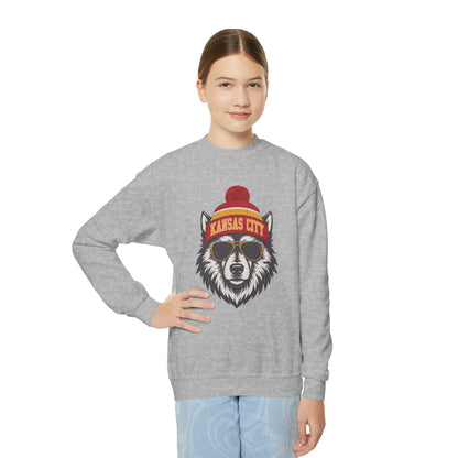 Kansas City Vintage Character Football Graphic Youth Sweatshirt