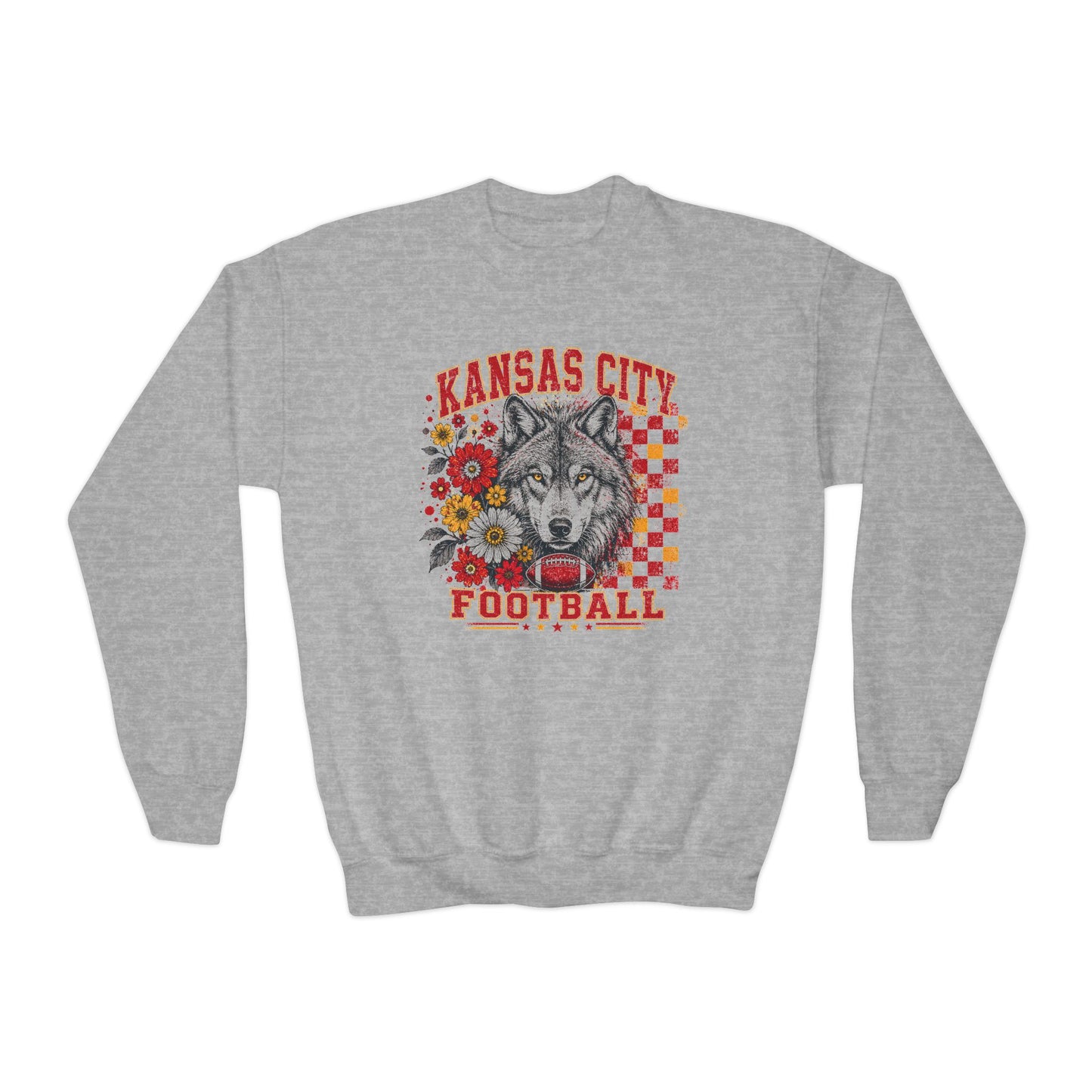 Kansas City Retro Football Graphic Youth Sweatshirt