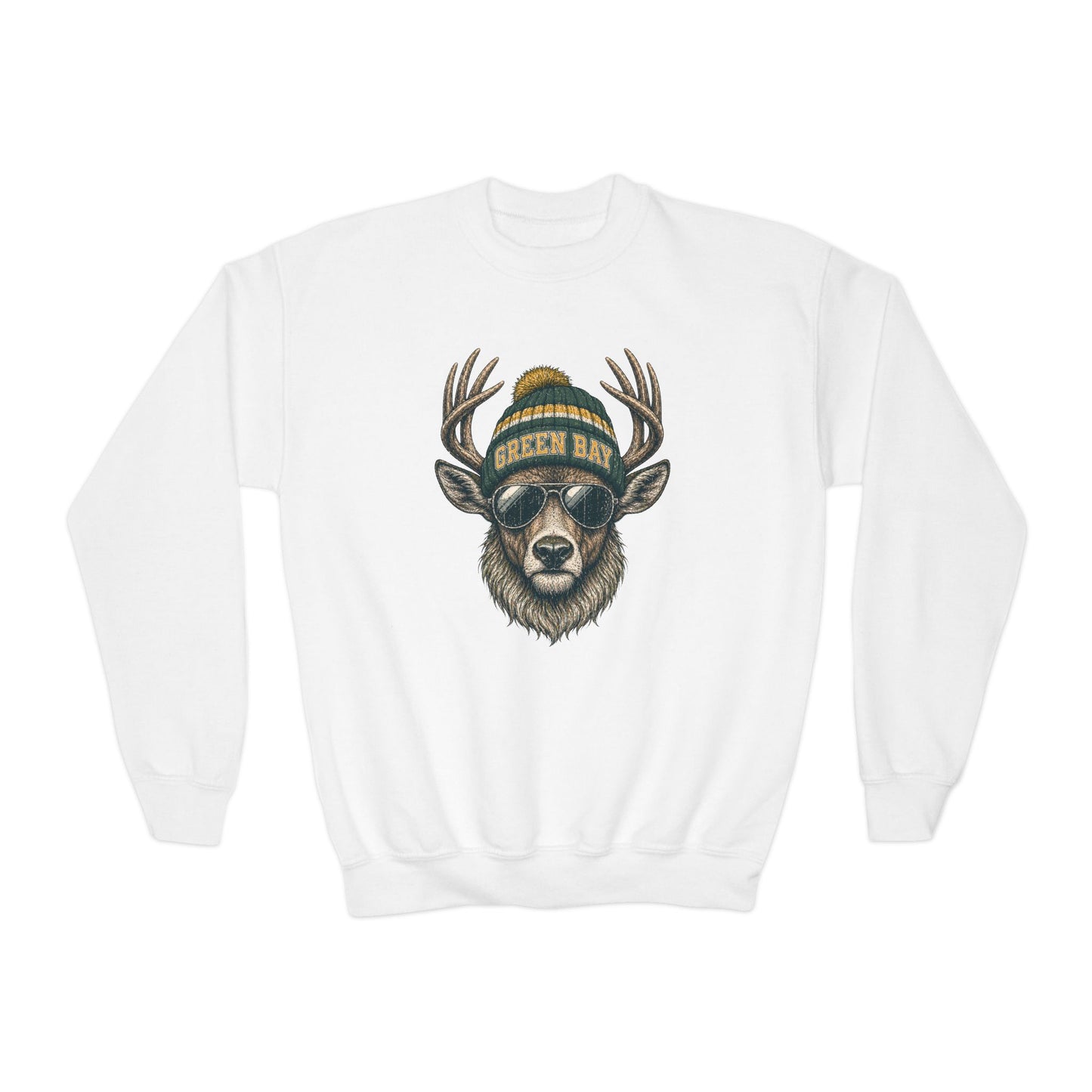 Green Bay Retro Woodland Football Graphic Youth Sweatshirt