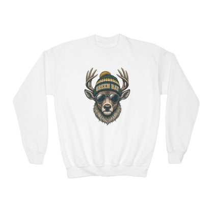 Green Bay Retro Woodland Football Graphic Youth Sweatshirt