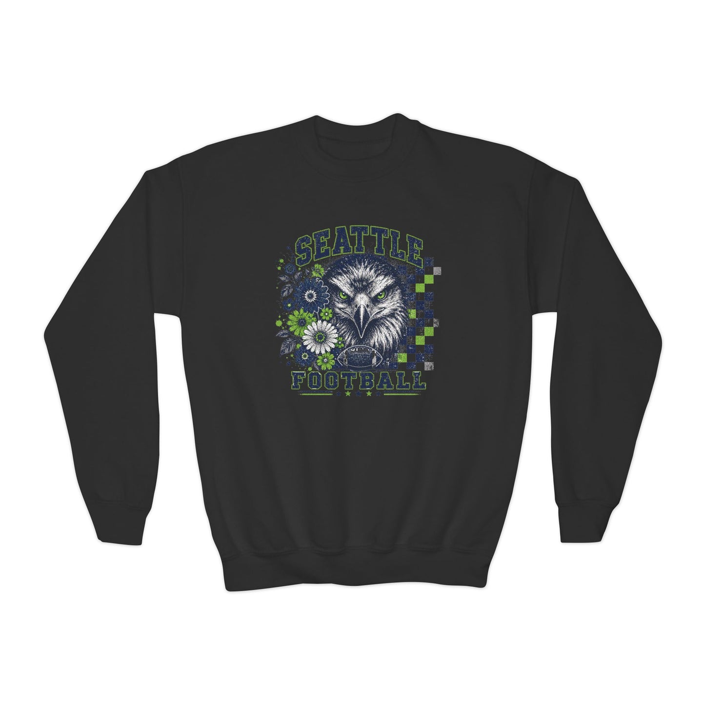 Seattle Checkered Football Graphic Youth Sweatshirt