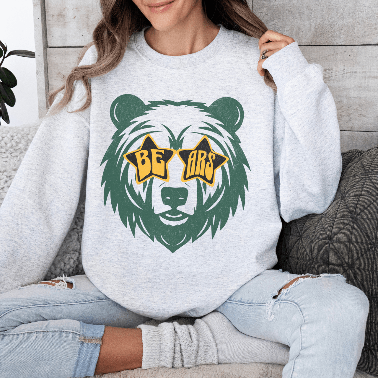 Green & Yellow Bears Football Sweatshirt