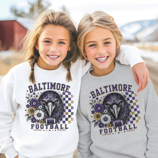 Baltimore Retro Football Graphic Youth Sweatshirt