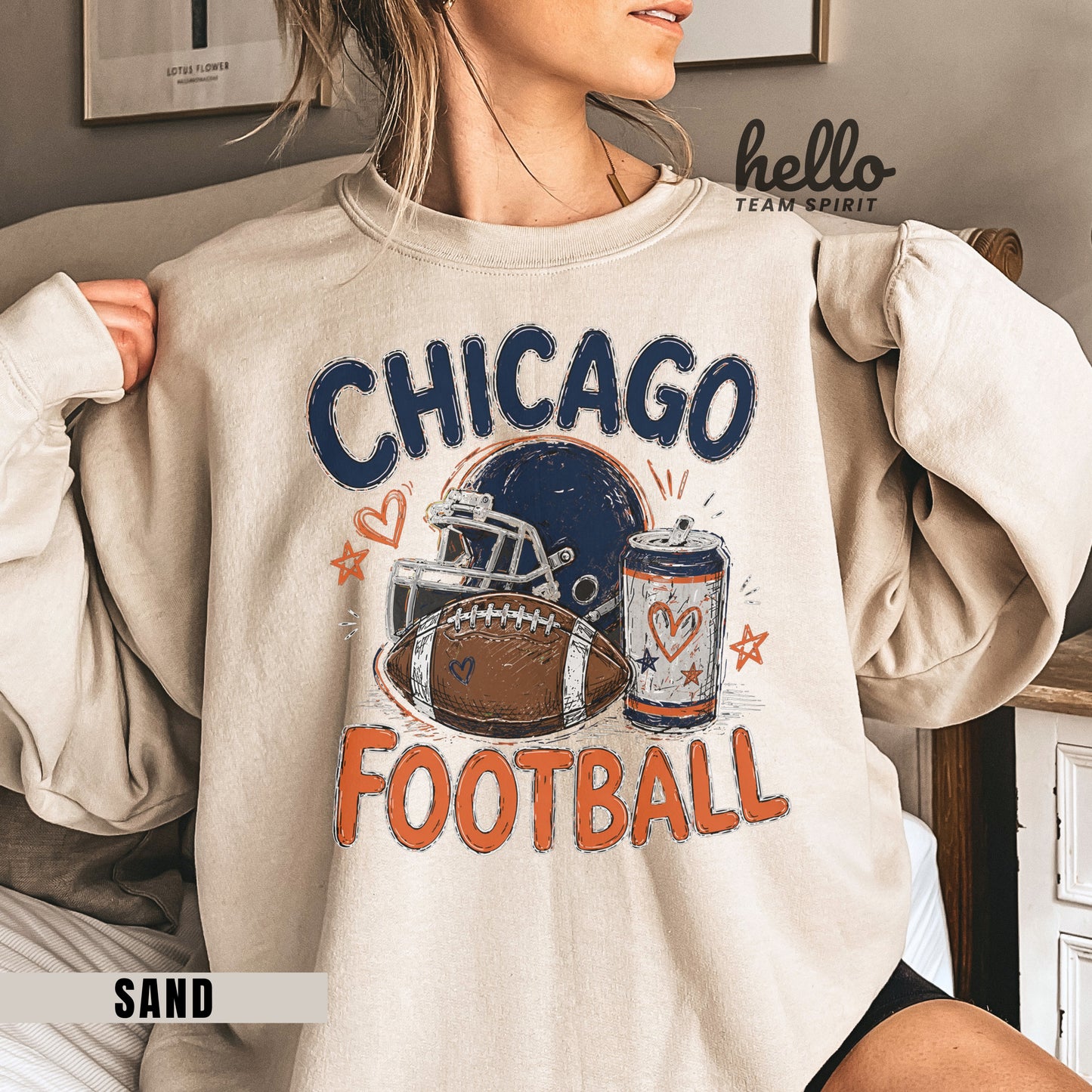 Chicago Playful Football Graphic Sweatshirt