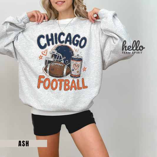 Chicago Playful Football Graphic Sweatshirt