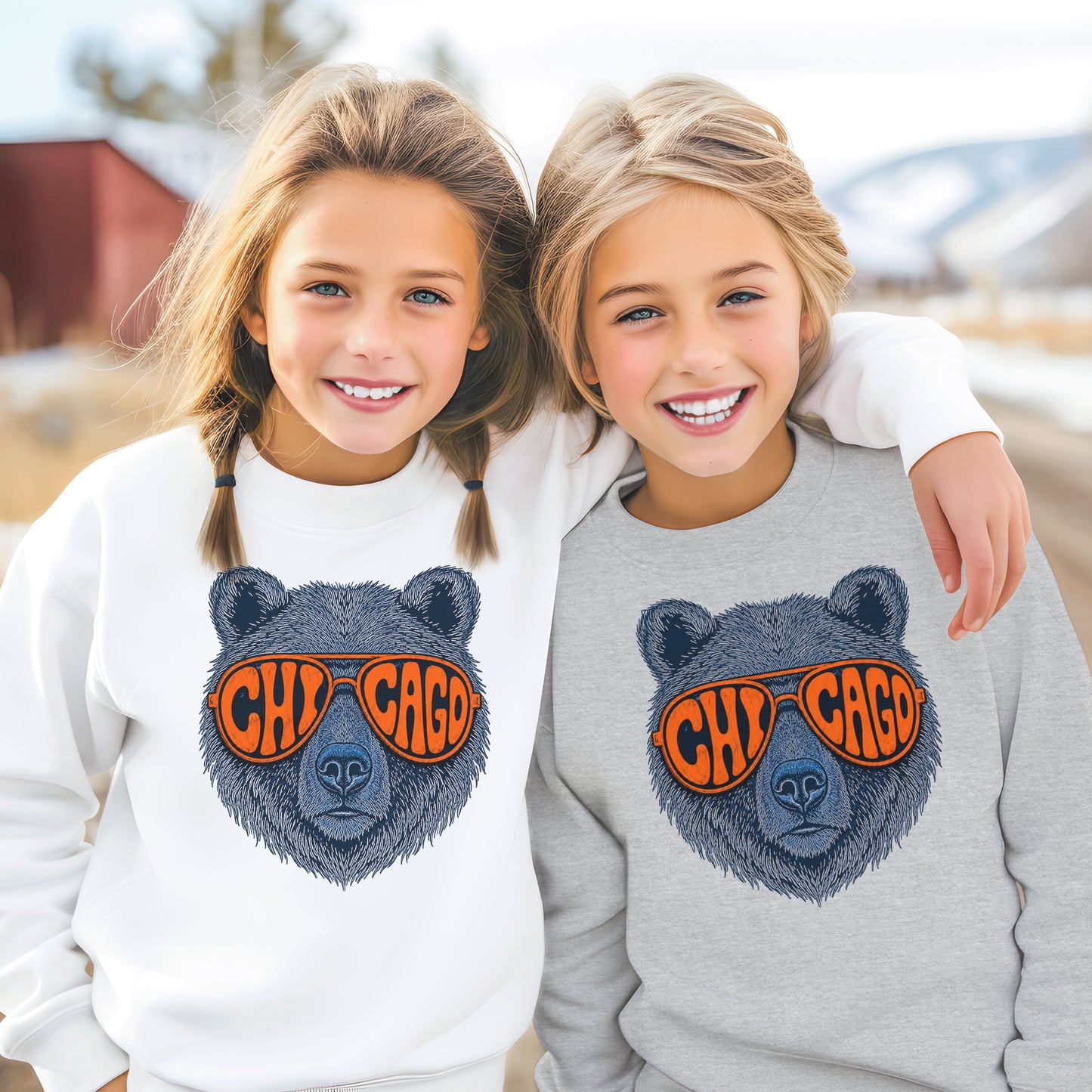 Chicago Retro Character Football Graphic Youth Sweatshirt