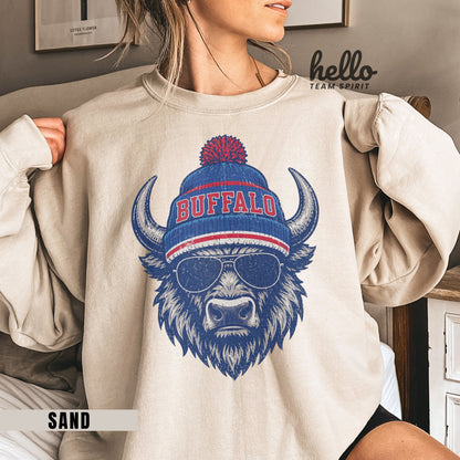 Buffalo Vintage Character Football Graphic Sweatshirt